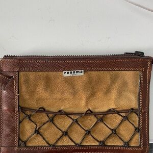 Renoma Paris  vintage suede clutch, leather trim.